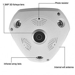 Wireless Panoramic VR HD WIFI Clock Celling Wifi Smart Home 3D IP Camera FishEye 360 Degree CCTV camera