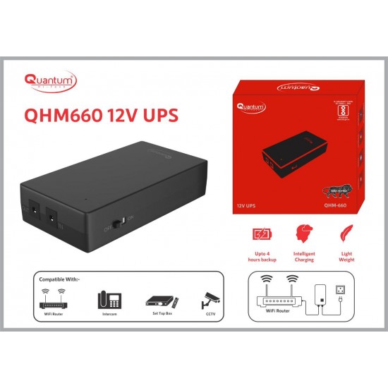 Quantum QHM-660 Power Backup for Router, Intercom, CCTV, Set top Box 12V UPS