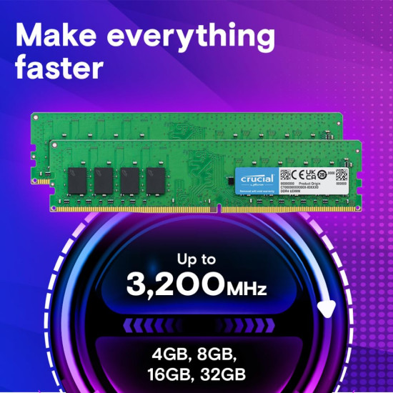 Crucial 8GB DDR4 3200 MHz Memory Desktop RAM Crucial 8GB DDR4 3200 MHz Memory Desktop RAM