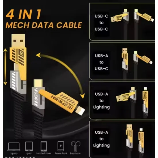 Mobile Fast Charging 65W 4in1 Data Cable - Mobile Data Cable