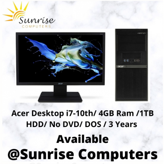 ACER VERITON I7 10TH GEN WITH DOS 4GB 1TB 19.5 Inch Monitor BRANDED DESKTOP COMPUTER