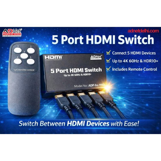 Adnet 5 Port 4K HDMI Switch