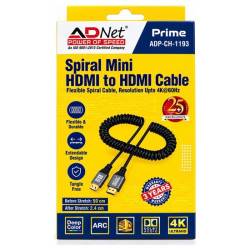 ADNet Prime ADP-CH-1193 4K 60Hz Flexible Spiral Coiled Male to Male HDMI Cable ADNet Prime ADP-CH-1193 4K 60Hz Flexible Spiral Coiled Male to Male HDMI Cable
