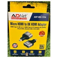 ADNet ADP-MH-1258 8K 60Hz 4K 120Hz Micro HDMI Male to HDMI Female 2.1 Adapter Converter ADNet ADP-MH-1258 8K 60Hz 4K 120Hz Micro HDMI Male to HDMI Female 2.1 Adapter Converter