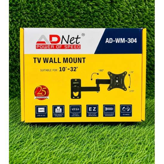 Adnet AD-WM-304 Bracket 10″-32″ TV/Monitor Fullmontion Moveable Wall Mount