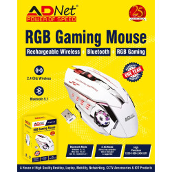 Adnet AD-WB-148 Bluetooth Rechargeable Wireless RGB Gaming Mouse Adnet AD-WB-148 Bluetooth Rechargeable Wireless RGB Gaming Mouse