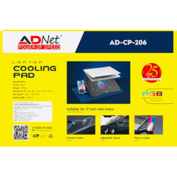 Adnet AD-CP-206 Laptop RGB Single Fan With USB Connector Notebook Laptop Cooling Pad