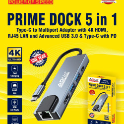 Adnet Prime Dock 5 in 1 ADP-C5-1135 Type C 4K HDMI RJ45 LAN USB 3 with PD Multiport Adapter Docking Station Adnet Prime Dock 5 in 1 ADP-C5-1135 Type C 4K HDMI RJ45 LAN USB 3 with PD Multiport Adapter Docking Station