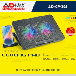 Adnet AD-CP-205 Laptop RGB Double Fan With USB Connector For Notebook Laptop Cooling Pad Adnet AD-CP-205 Laptop RGB Double Fan With USB Connector For Notebook Laptop Cooling Pad