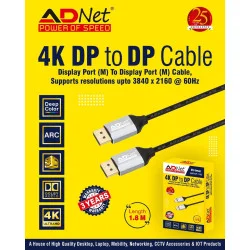 Adnet ADP-DV-1183 4K DP-DP DisplayPort Male to DisplayPort Male Adapter Cable