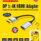 ADNET ADP-DV-1133 DisplayPort DP Display Port Male to 4K HMDI Female Adapter Converter Full HD Monitor Projector Displays Gold-Plated Cord Cable