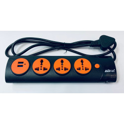 ADNET AD-516U 3 Pin with 2 USB COMPUTER SPIKE Heavy EXTENSION CORD