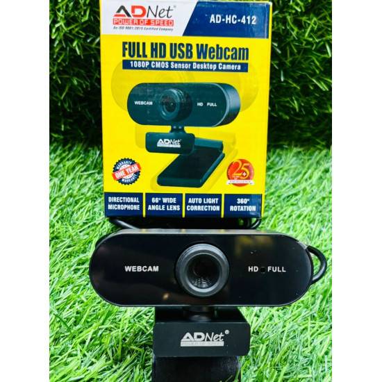 Adnet AD-HC-412 1080P Full HD 360 with Mic CMOS Sensor Desktop USB Webcam