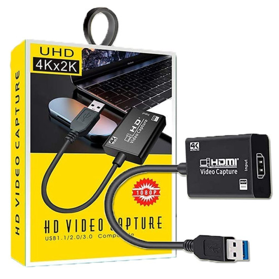 Adnet HDMI Video Capture Record Box 4K 1080P HDMI USB Card Adapter Capture Device