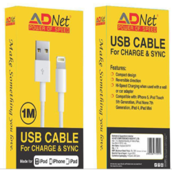 AdNet Apple Type A to Lightning 1M Cable (Sync and Data)  iphone USB Cable