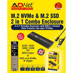 AdNet M.2 NGFF & NVME Dual Protocol Combo Case USB C Adapter SATA SSD Enclosure