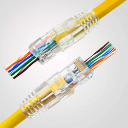 AdNet RJ45 Pass Through 100 Pcs Pack Gold Plated CAT6 LAN Network Connectors AdNet RJ45 Pass Through 100 Pcs Pack Gold Plated CAT6 LAN Network Connectors