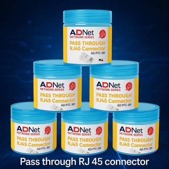 AdNet RJ45 Pass Through 100 Pcs Pack Gold Plated CAT6 LAN Network Connectors