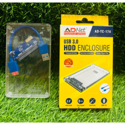Adnet Transparent Casing AD-TC-174 USB 3.0 Laptop 2.5 Inch HDD/SSD Sata Enclosure Case Cover
