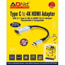 Adnet ADP-DV-1134 Type C 4K HDMI Cable USB 3.1 Type C Male to HDMI Female Thunderbolt Compatible Adapter Adnet ADP-DV-1134 Type C 4K HDMI Cable USB 3.1 Type C Male to HDMI Female Thunderbolt Compatible Adapter