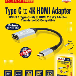 Adnet ADP-DV-1134 Type C 4K HDMI Cable USB 3.1 Type C Male to HDMI Female Thunderbolt Compatible Adapter Adnet ADP-DV-1134 Type C 4K HDMI Cable USB 3.1 Type C Male to HDMI Female Thunderbolt Compatible Adapter