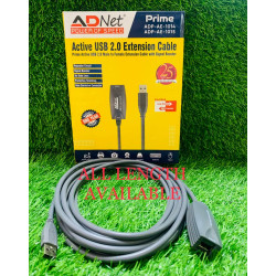 ADNET USB Extender Cable Prime Active with Signal Booster for TV, WIFI Dongle, Pen drive, Printer USB male A to female A Extension Cable