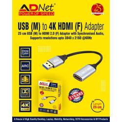Adnet ADP-UH-1137 USB(M) 4K HDMI(F) Cable Converter Adapter