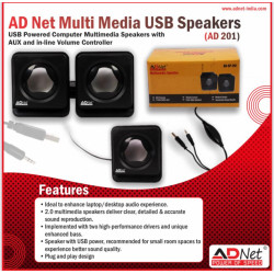ADNET AD-SP201 Portable USB Powered 5W MultiMedia Laptop/Desktop Mini Speaker