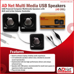 ADNET AD-SP201 Portable USB Powered 5W MultiMedia Laptop/Desktop Mini Speaker