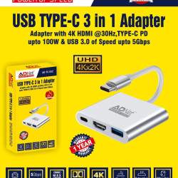 Adnet ADP-TC-1301 4K Output + PD + USB Type C 3-in-1 HDMI Adapter