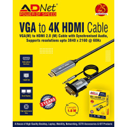 Adnet ADP-DV-1189 VGA-HDMI HDMI VGA Male to 4K HDMI HD Male with Audio Adapter Cable