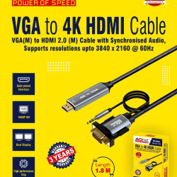 Adnet ADP-DV-1189 VGA-HDMI HDMI VGA Male to 4K HDMI HD Male with Audio Adapter Cable Adnet ADP-DV-1189 VGA-HDMI HDMI VGA Male to 4K HDMI HD Male with Audio Adapter Cable