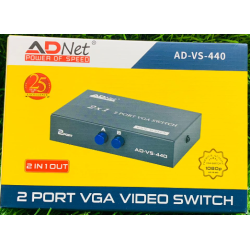 ADNet AD-VS-440 Display 2 Port 2 in 1 Out Press Button PC TV Monitor VGA Switch
