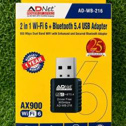 ADNet AD-WB-216 WiFi-6 AX900 MBPS Wireless with 5.4 Bluetooth N Nano Internet USB Adapter
