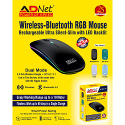 AdNet AD-WB-147 Wireless Bluetooth Type C RGB Mouse AdNet AD-WB-147 Wireless Bluetooth Type C RGB Mouse