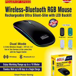 AdNet AD-WB-147 Wireless Bluetooth Type C RGB Mouse AdNet AD-WB-147 Wireless Bluetooth Type C RGB Mouse