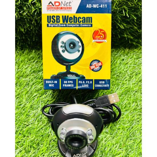 Adnet AD-WC-411 USB Webcam with Built-in Mic Video Calling Web Camera