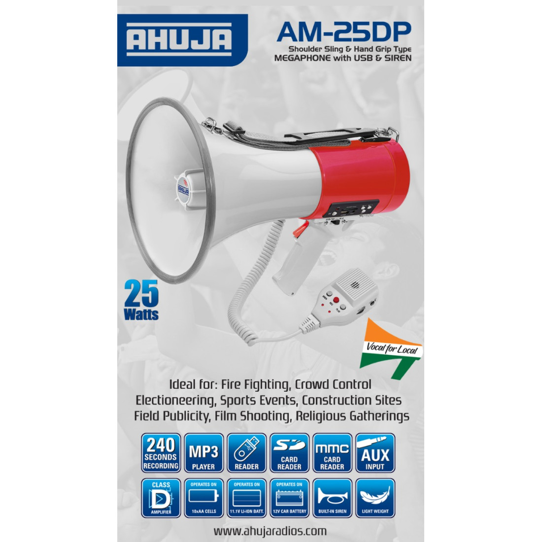 Ahuja AM25DP Megaphone Ahuja Am25dp Portable Am25dp Megaphone Pa