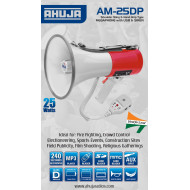 Ahuja AM25DP Portable 25 Watt with Shoulder Sling USB SIREN PA Megaphone