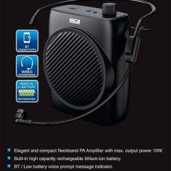 Ahuja NBA-112B Ultra Portable PA System Bluetooth USB & Recording Microphone Wireless Neckband