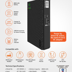 Artis AR-MINIDC-3 Mini UPS 8800mAh Battery. Supports 9V/12V-1A/1.5A/2A Routers. USB Port Phone Charging WiFi Router/Modem/CCTV/Set top Box/POE Devices UPS Artis AR-MINIDC-3 Mini UPS 8800mAh Battery. Supports 9V/12V-1A/1.5A/2A Routers. USB Port Phone Charging WiFi Router/Modem/CCTV/Set top Box/POE Devices UPS