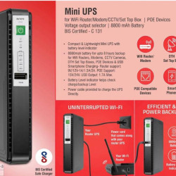 Artis AR-MINIDC-3 Mini UPS 8800mAh Battery. Supports 9V/12V-1A/1.5A/2A Routers. USB Port Phone Charging WiFi Router/Modem/CCTV/Set top Box/POE Devices UPS