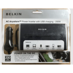 BELKIN F5L071Ak200W Inverter Anywhere Power AC/DC 200 Watt with USB charging Car Charger