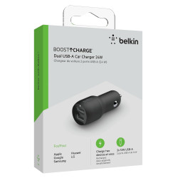 Belkin 24W Dual USB-A Fast Charge Car Charger Adapter