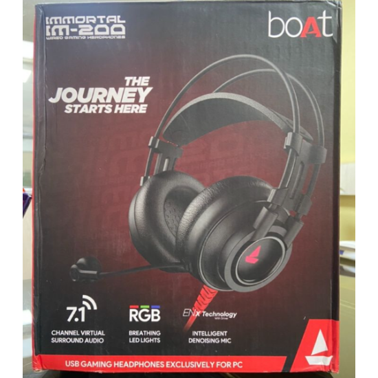 boAt Immortal IM-200 7.1 Wired Over Ear Headphones Channel USB Gaming Headphone