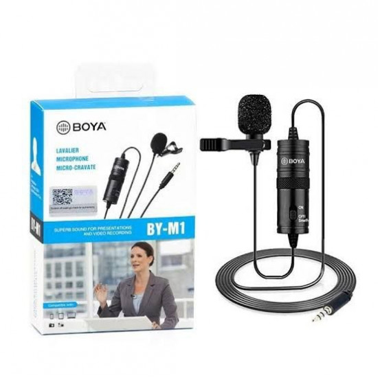 BOYA BY-M1 Omnidirectional Lavalier Condenser with 20ft Audio Cable for Smartphones, DSLR Camera Microphone