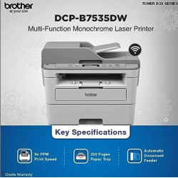 Brother DCP-B7535DW Multifunction Wi-Fi All-in-One with Duplex  Monochrome Laser Printer