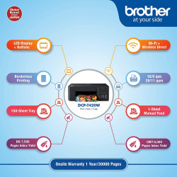 Brother DCP-T420W All-in One with Built-in-Wireless Refill System  Ink Tank Printer