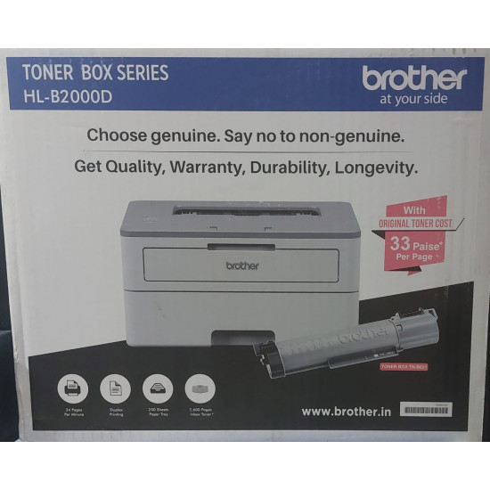 Brother HL-B2000D Toner Box Technology with Auto Duplex Printing Single Function Laser Printer