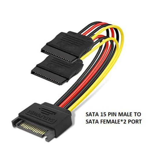 SATA 15 Pin Male to 2xSATA 15 Pin Female Splitter Cable